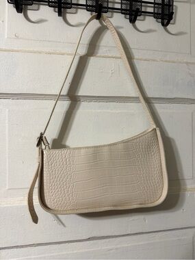 A New Day Croc Embossed Baguette Shoulder Bag in Cream
